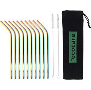 ECOCARE Kovové slamky Set Rainbow Bent 10 ks