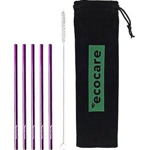 ECOCARE ekologická kovová slamka Purple 16 × 0,6 cm (5 ks)