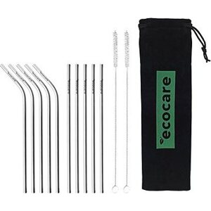 ECOCARE ekologická kovová slamka Set Silver 16 × 0,6 cm (10 ks)