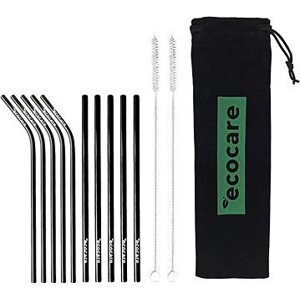 ECOCARE ekologická kovová slamka Set Black 16 × 0,6 cm (10 ks)