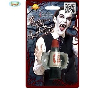 Upírie zuby s umelou krvou 20 ml – upír – vampír – drakula – Halloween