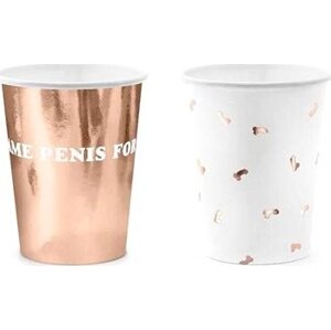 Poháriky same penis forever – ružovo zlaté – rose gold – rozlúčka so slobodou – 220 ml – 6 ks