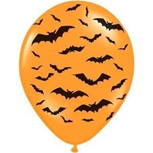 Latexové balóniky oranžové – netopiere 30 cm halloween 6 ks