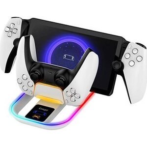 iPega P5P11 Charger Dock s RGB 2v1 pro Playstation Portal Remote Player a PS5 Ovladač White