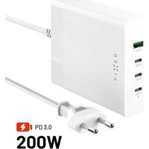 FIXED Charging Station s 3× USB-C a USB výstupom podpora PD 3.0 200 W biela