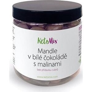 KetoMix Mandle v bielej čokoláde s malinami 160 g