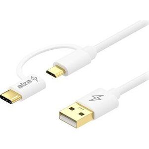 AlzaPower Core 2in1 USB-A to Micro USB/USB-C 1m biely