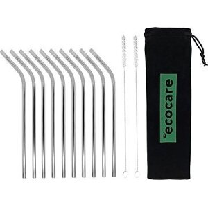 ECOCARE Kovové slamky Set Silver Bent 10 ks