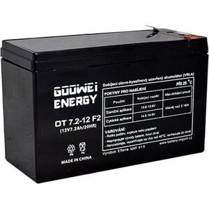 GOOWEI ENERGY Bezúdržbový olovený akumulátor OT7.2-12L, 12 V, 7,2 Ah