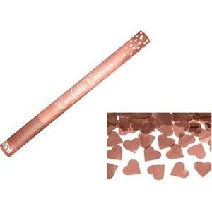 Konfety 60 cm – metalické ružovo-zlaté/rose gold srdce 6 ks