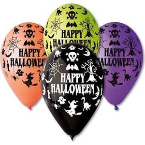 Balóniky pastelové Happy Halloween – mix farieb – 30 cm (5 ks)