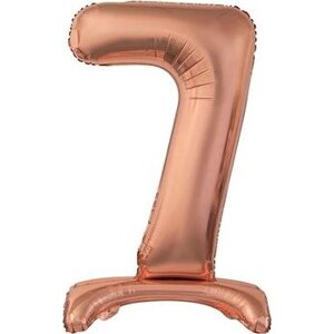 Balón fóliový číslica ružovo zlatá/rose gold na podstavci, 74 cm – 7