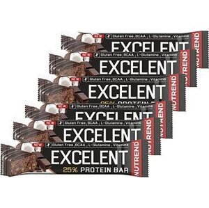 Nutrend EXCELENT protein bar, 6 × 85 g, čokoláda + kokos